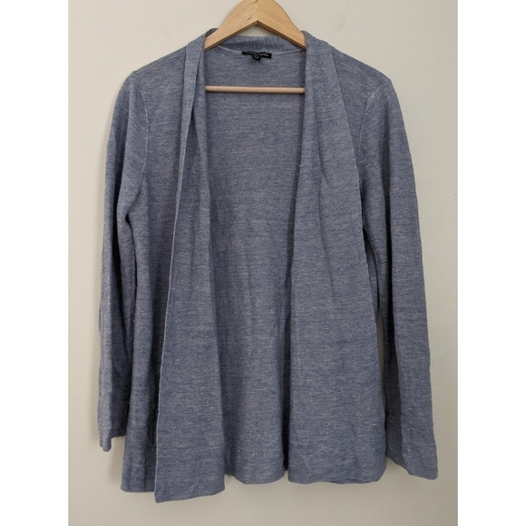 Eileen Fisher Organic Linen Blue Open Cardigan - Picture 1 of 6